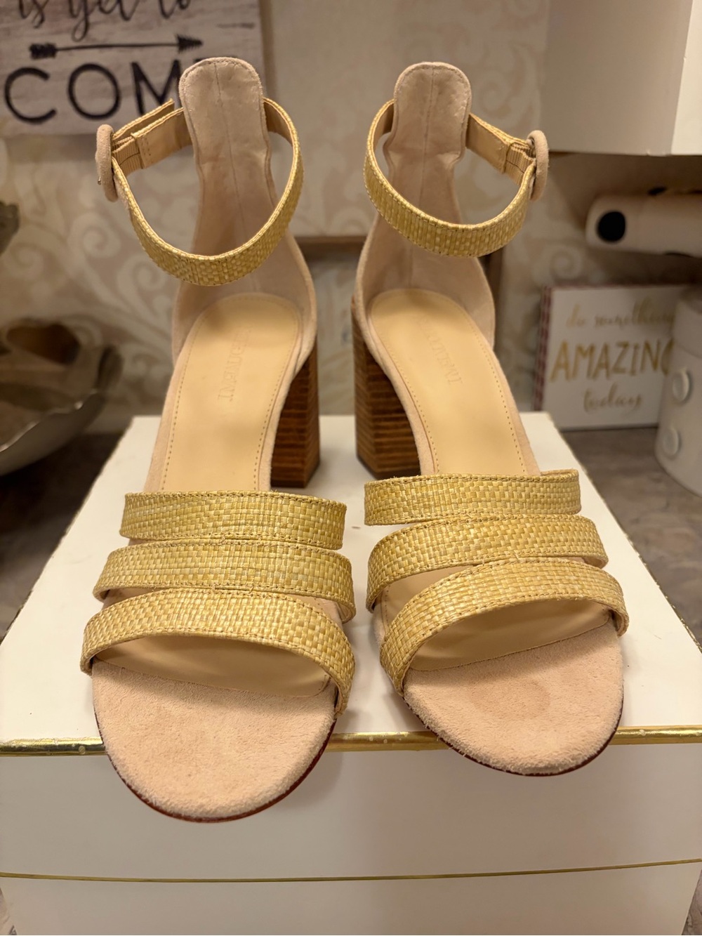 J. McLaughlin Woven Strappy Block Heel Sandals